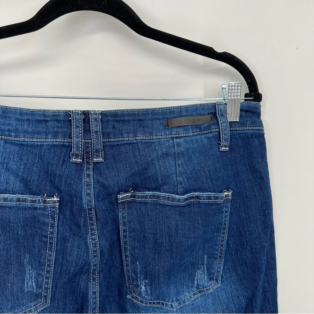 Risen High Waisted Raw Hem Wide Leg Cropped Jeans Size 1XL(16/18)_4